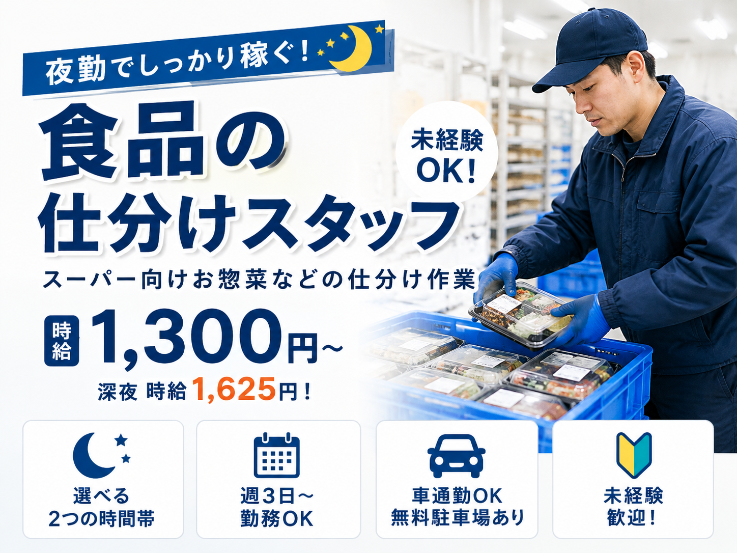 食品の仕分けスタッフ＜夜勤＞
