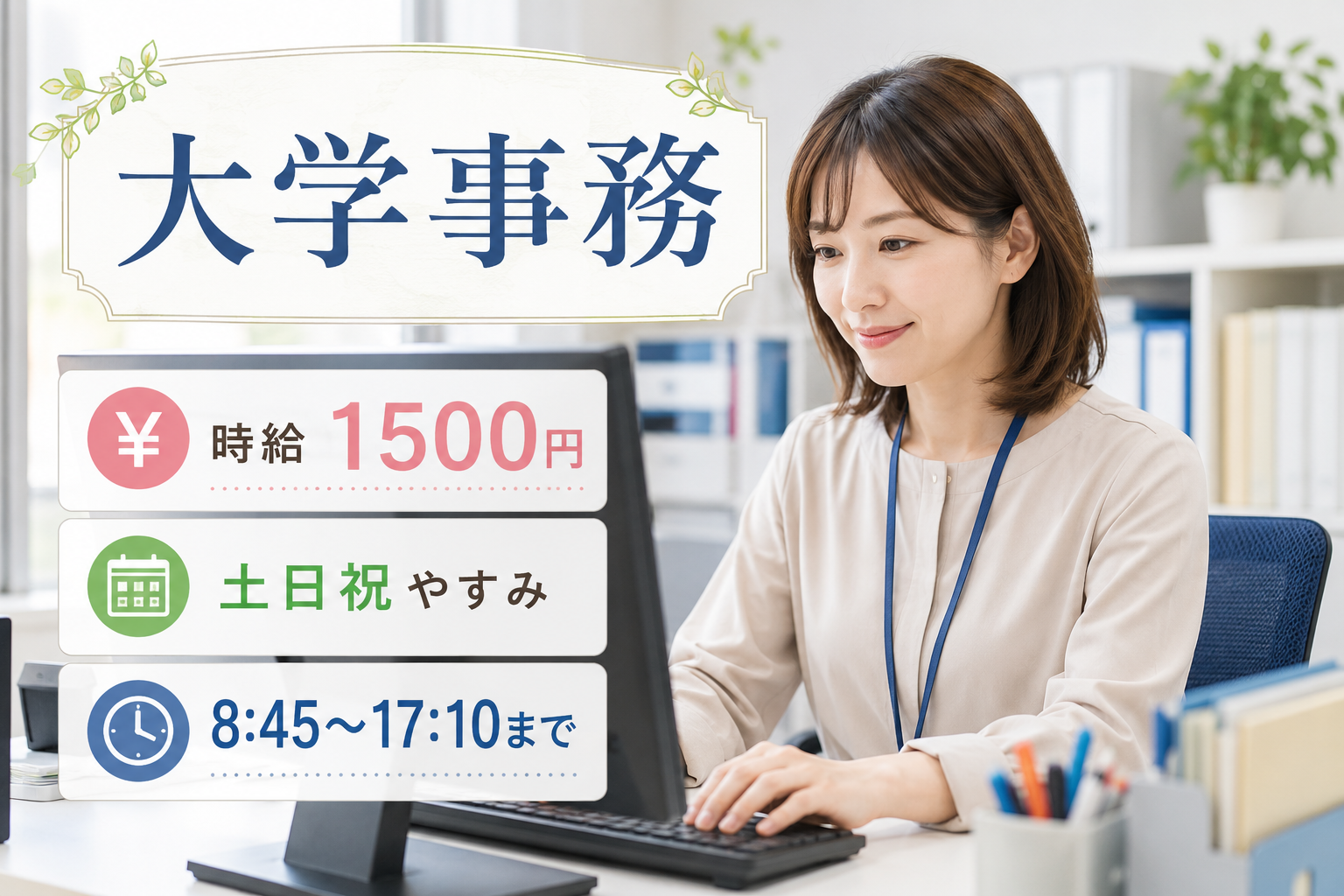 大学事務　用度課にて事務業務