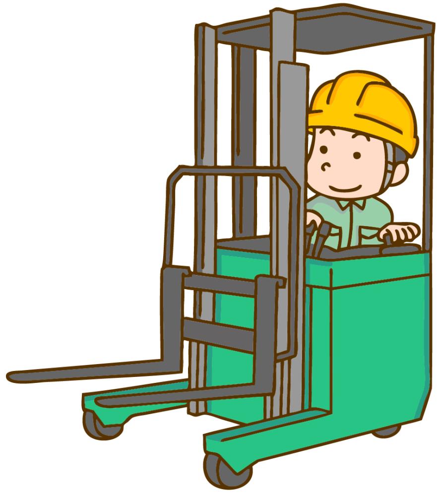 リーチフォークを使って棚入れ作業＊流山市