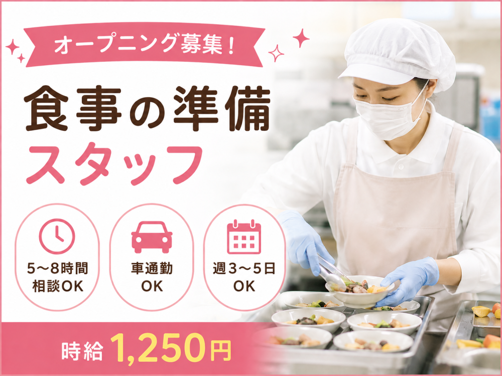 食器洗いや食事の盛付・配膳準備などの調理補助業務