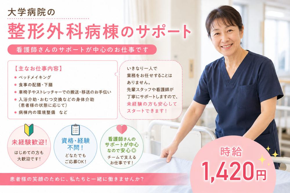 大学病院　整形外科病棟の看護サポート