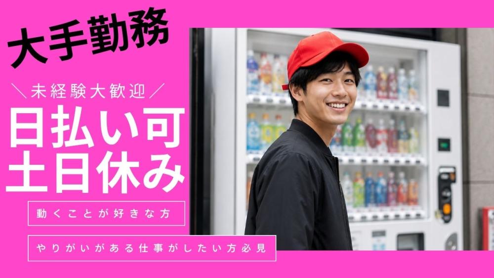 ≪大手≫未経験歓迎！土日休み！飲料自動販売機の設置スタッフ